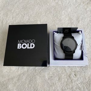 Movado Bold Black Mesh Steel Bracelet 44 MensWatch